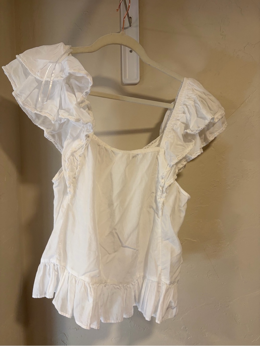 H&M White Ruffle Lace Trim Blouse - Picture 3 of 5